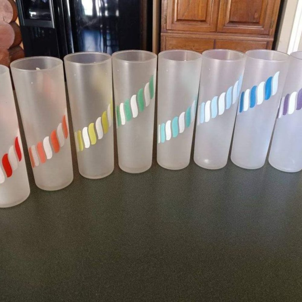 Vintage "Candy Stripe" Highball/Soda Glasses ~ Libby